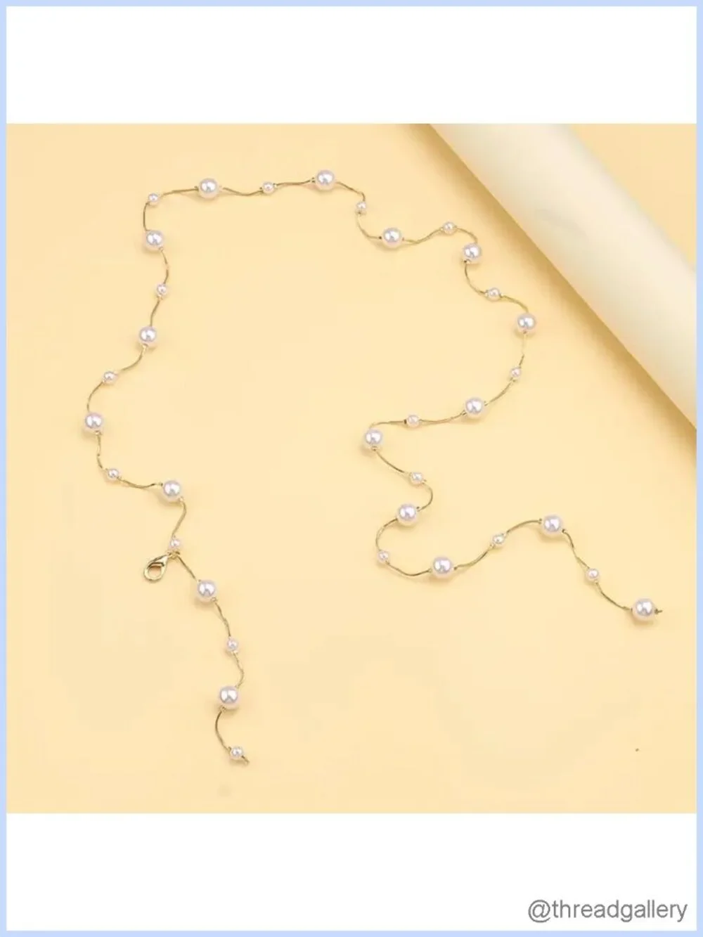 Faux Pearl Waist Chain Belt Adjustable Body Chain for Women Dress